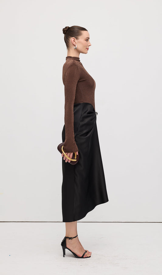 Asymmetrical Pleat Maxi Dress