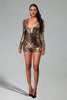 Madge V-Neck Long Sleeve Sequin Mini Dress