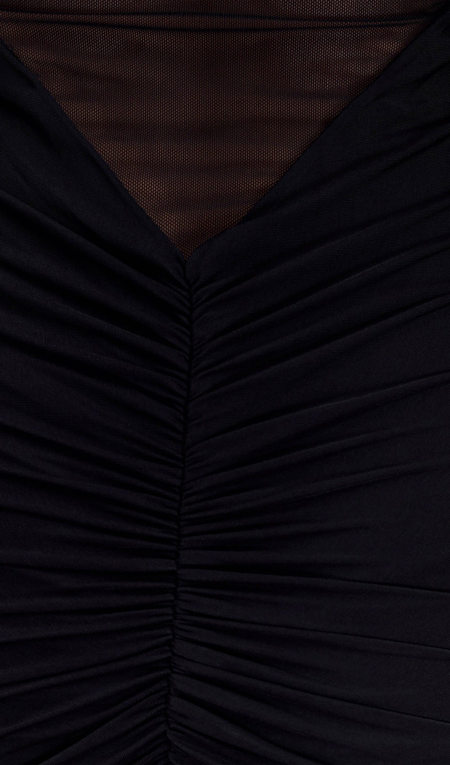 One Shoulder Slinky Ruched Maxi Dress-Black