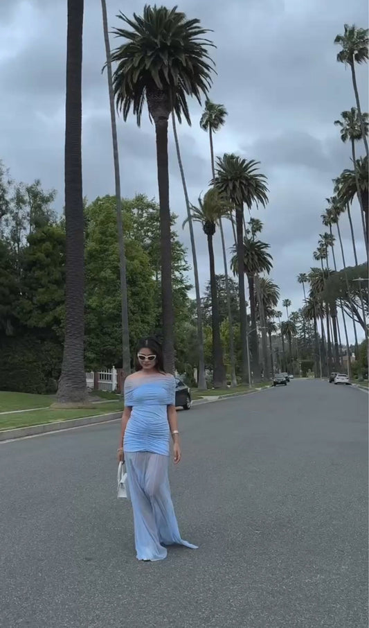 Slinky Off Shoulder Maxi Dress