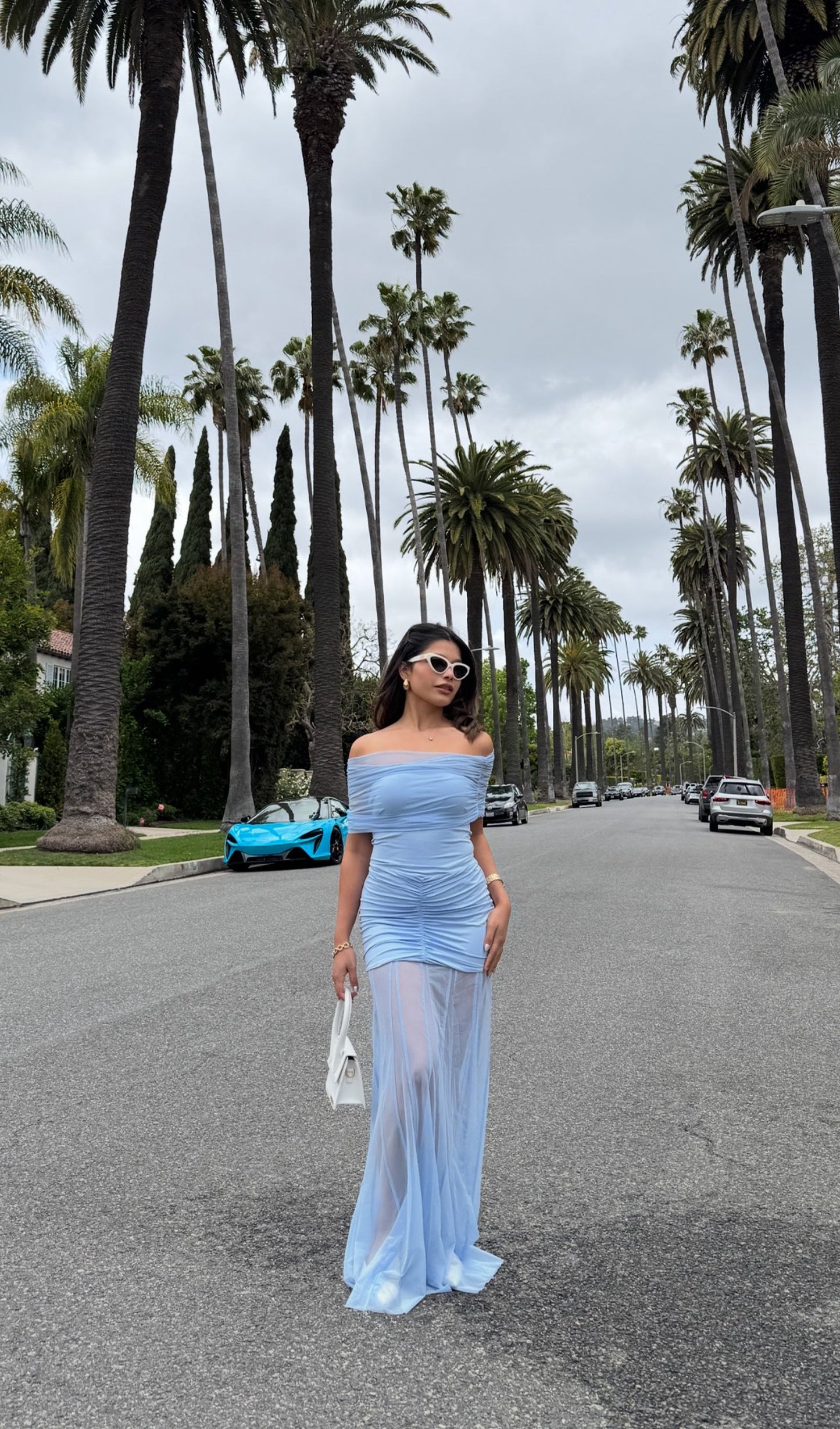 Slinky Off Shoulder Maxi Dress