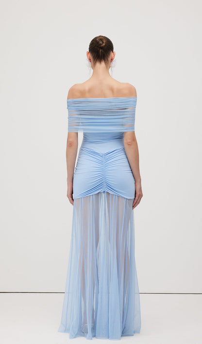 Slinky Off Shoulder Maxi Dress