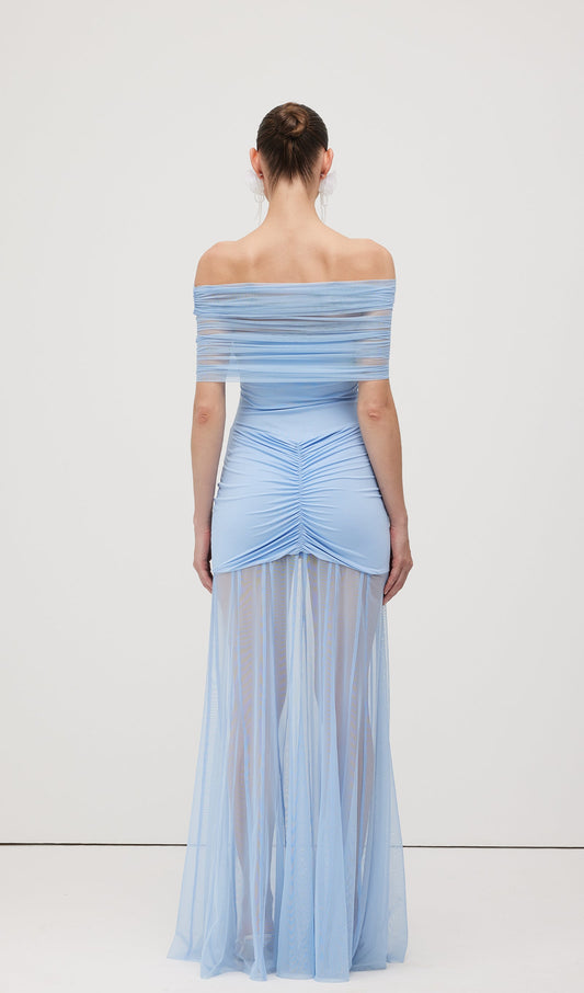 Slinky Off Shoulder Maxi Dress