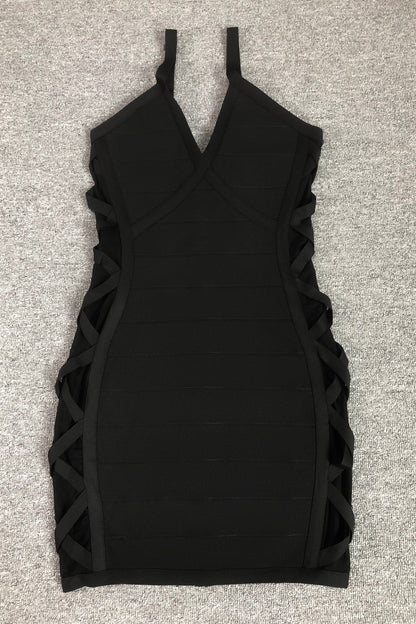 Crossed Side Mesh Mini Dress