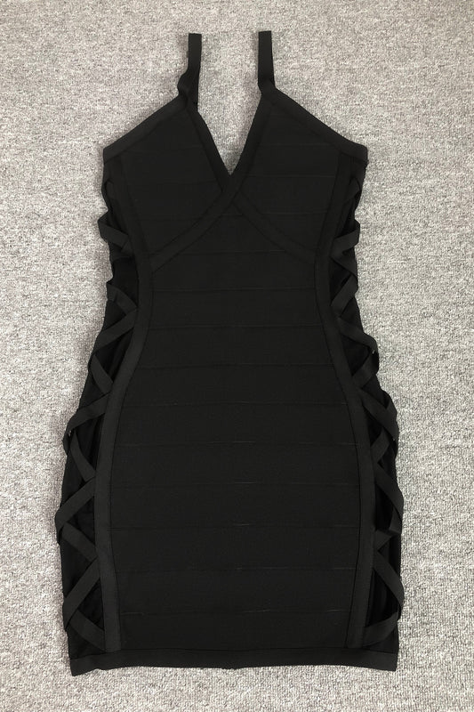 Crossed Side Mesh Mini Dress