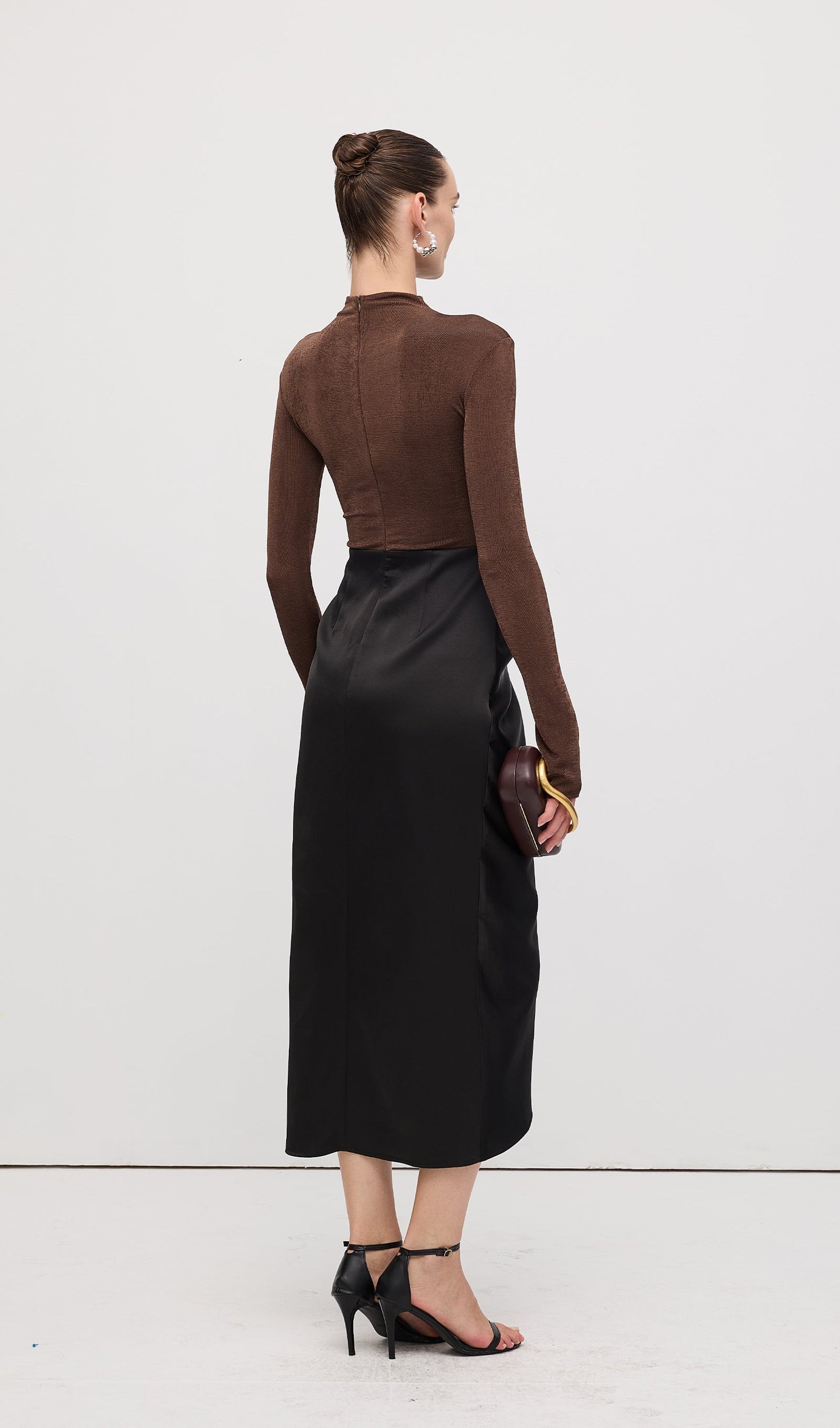 Asymmetrical Pleat Maxi Dress