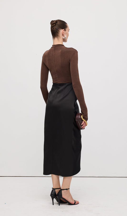 Asymmetrical Pleat Maxi Dress
