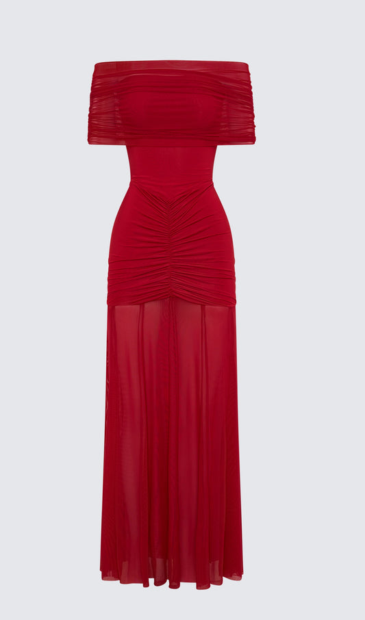Slinky Off Shoulder Maxi Dress