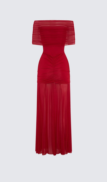 Slinky Off Shoulder Maxi Dress