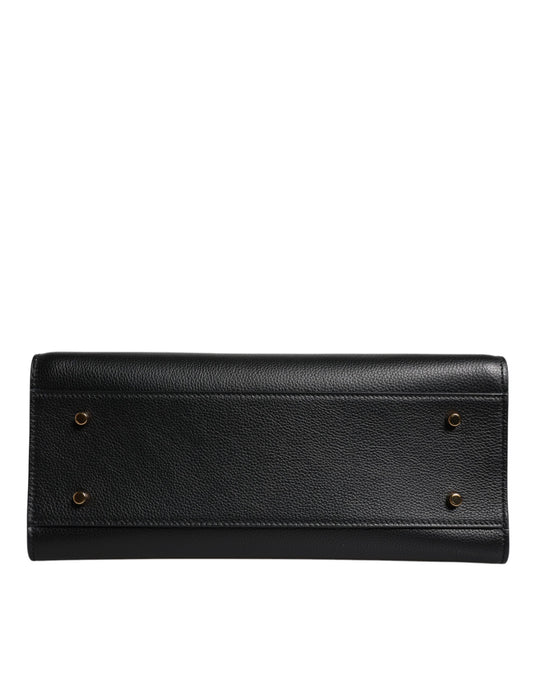 Versace Black Large Leather Top Handle Shoulder Crossbody Bag