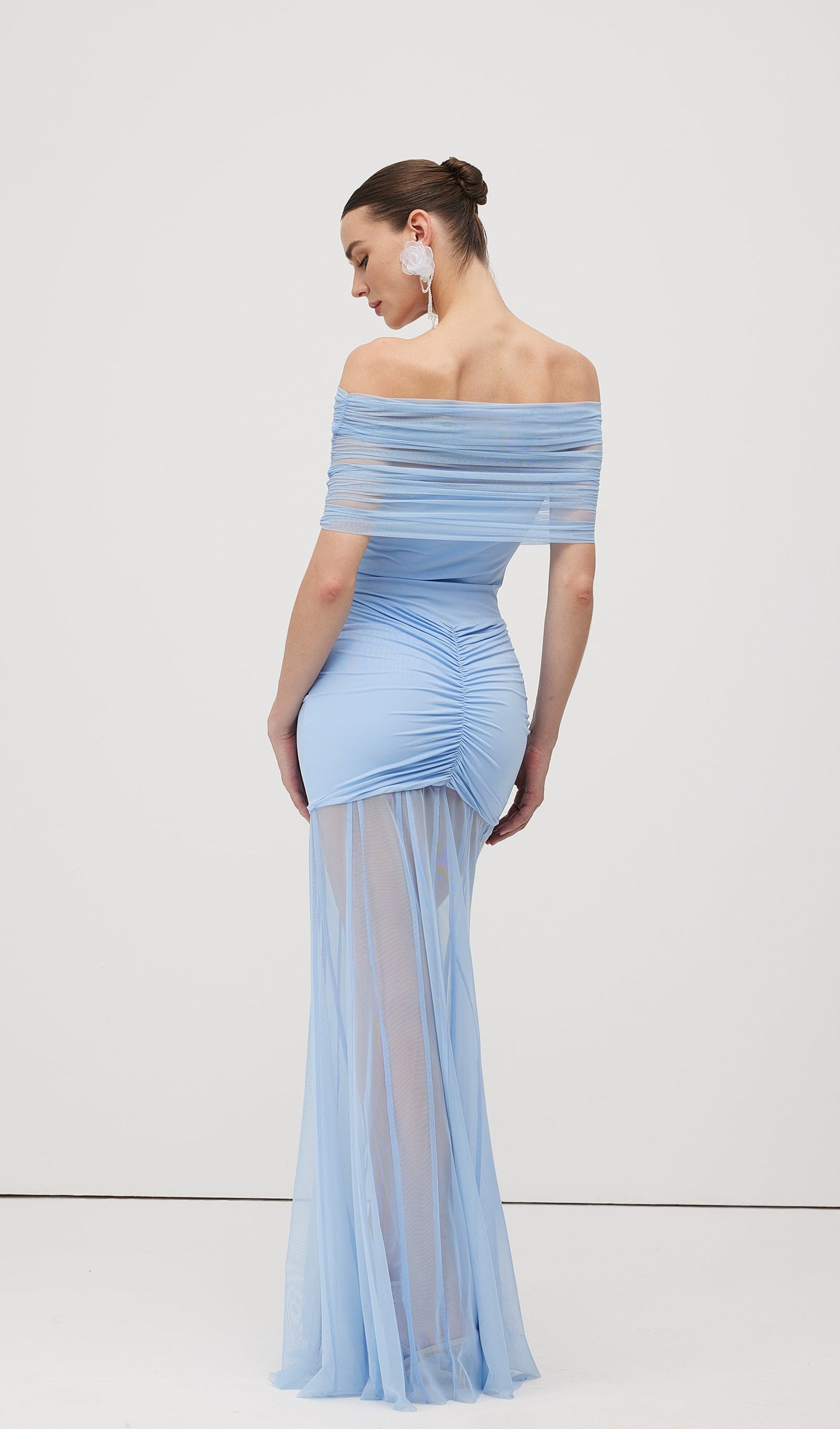 Slinky Off Shoulder Maxi Dress