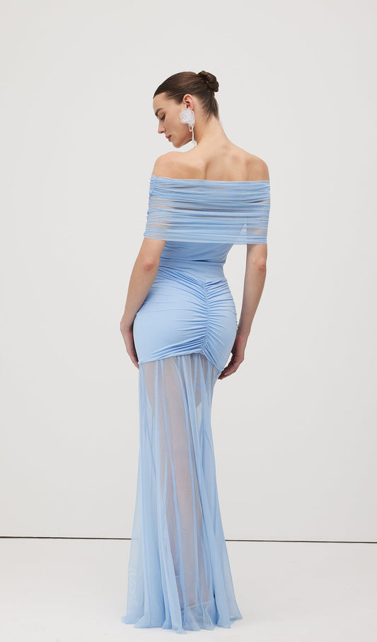 Slinky Off Shoulder Maxi Dress