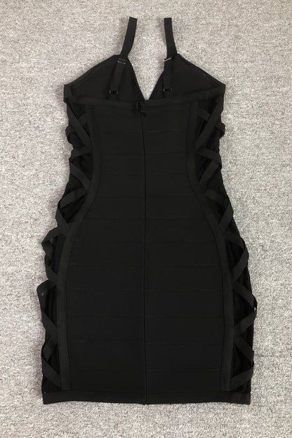 Crossed Side Mesh Mini Dress