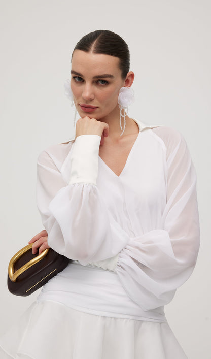 Solid Lantern Sleeve Mini Dress