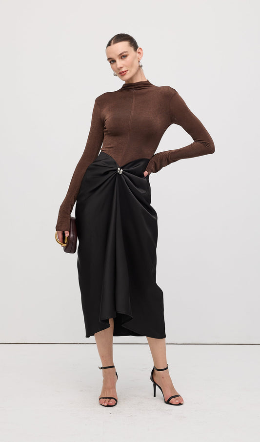 Asymmetrical Pleat Maxi Dress