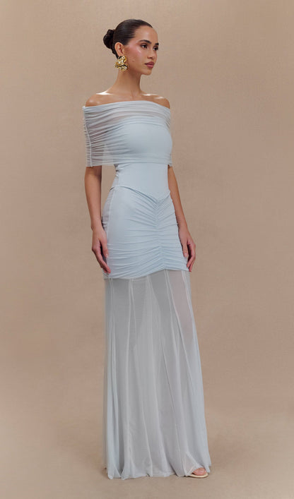 Slinky Off Shoulder Maxi Dress