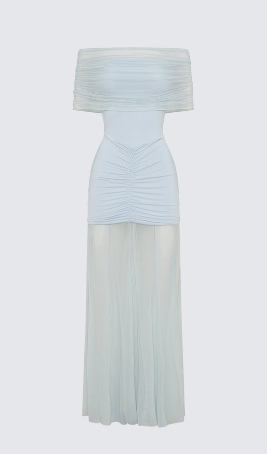 Slinky Off Shoulder Maxi Dress