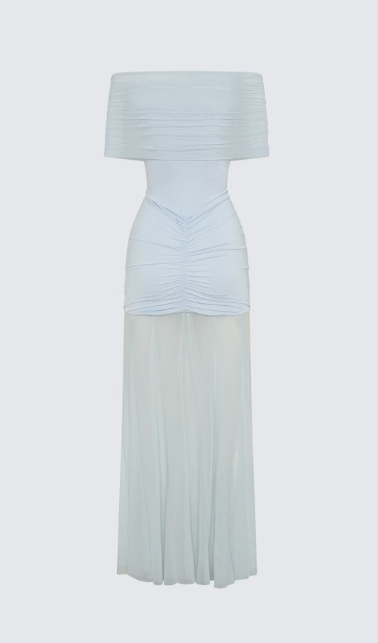 Slinky Off Shoulder Maxi Dress
