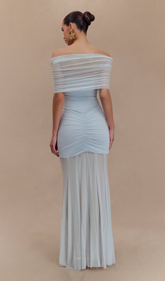 Slinky Off Shoulder Maxi Dress