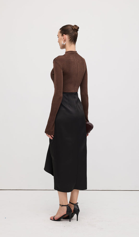 Asymmetrical Pleat Maxi Dress
