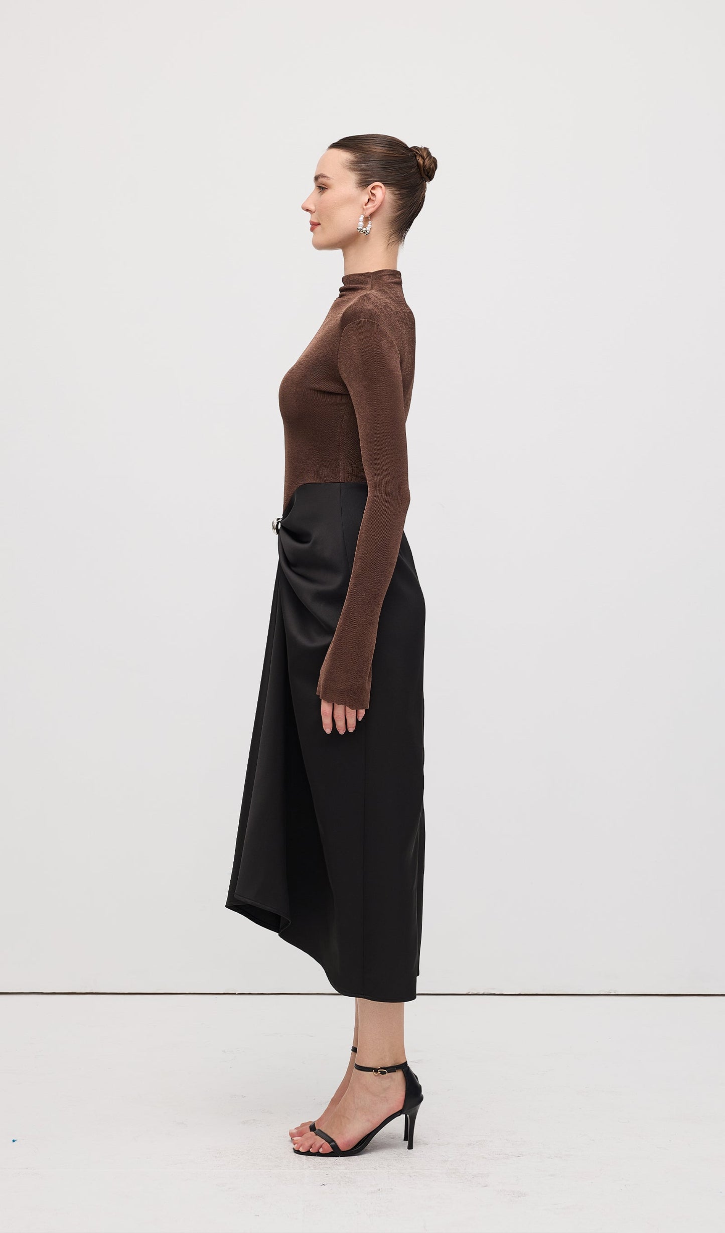 Asymmetrical Pleat Maxi Dress