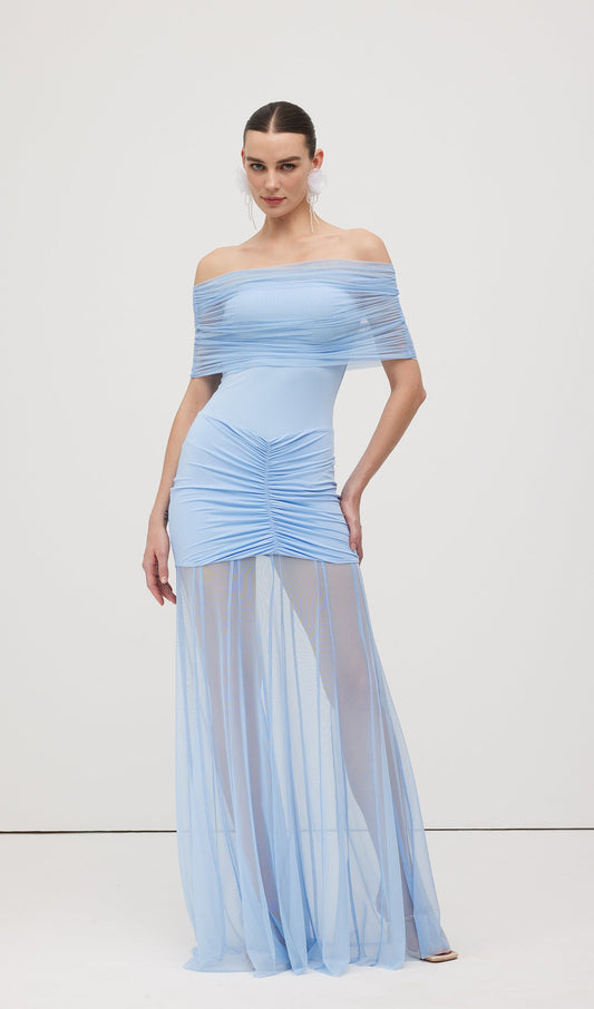Slinky Off Shoulder Maxi Dress