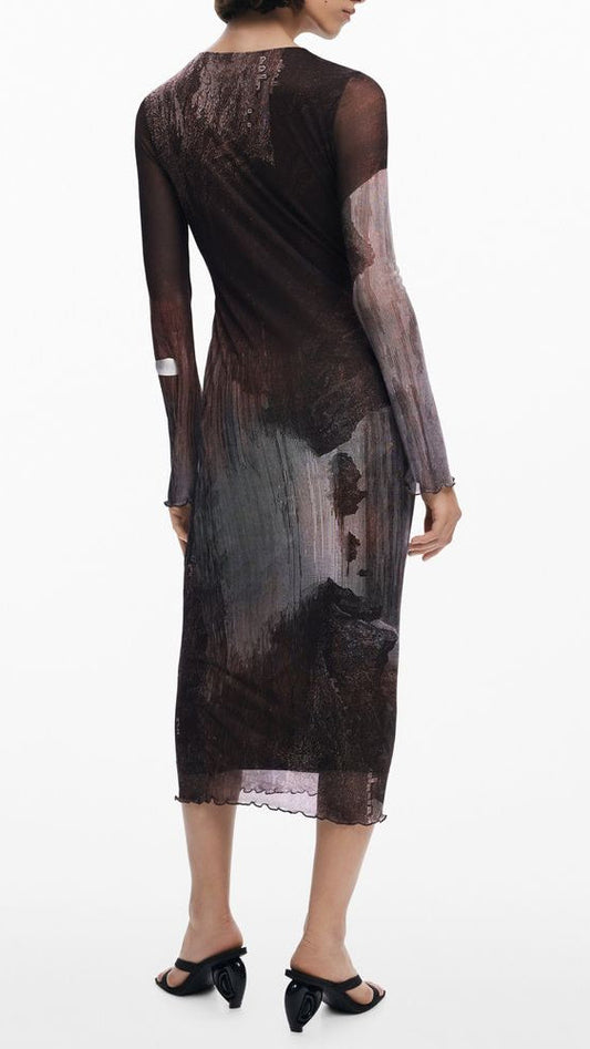 Desigual Brown Polyester Women Dress