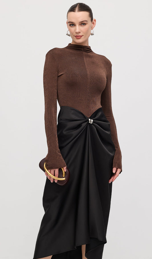 Asymmetrical Pleat Maxi Dress