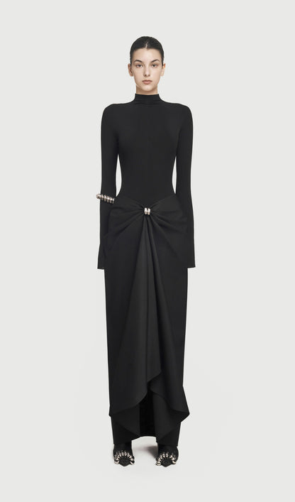 Asymmetrical Pleat Maxi Dress