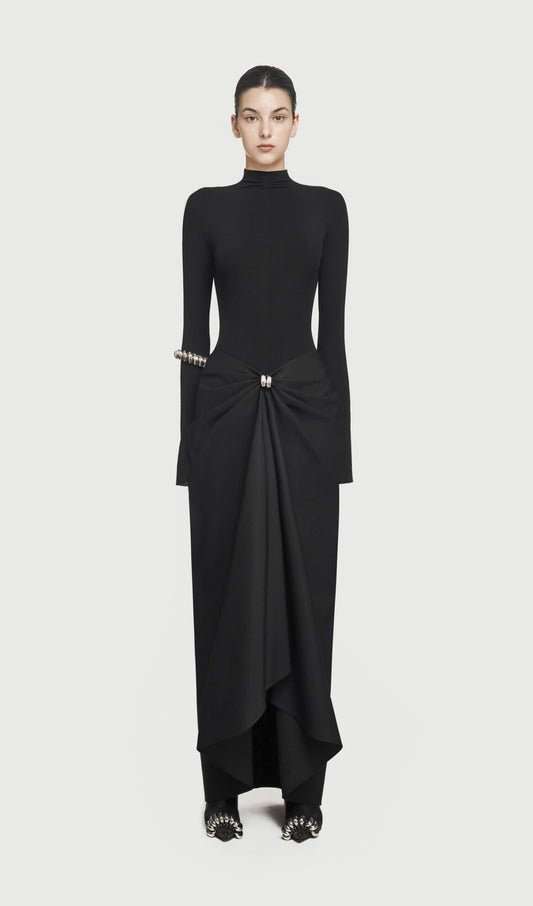 Asymmetrical Pleat Maxi Dress