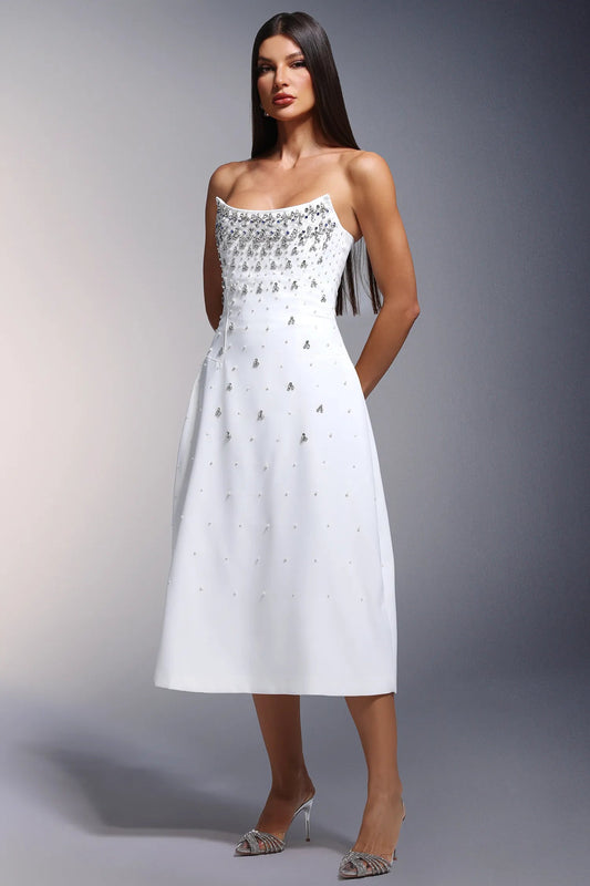 Strapless Rhinestone Long Dress