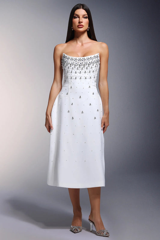 Strapless Rhinestone Long Dress