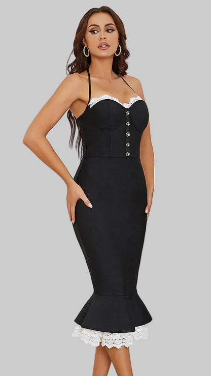 Halter Fish-Tail Midi Dress