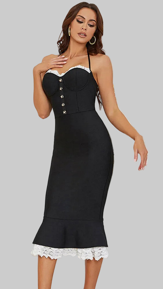 Halter Fish-Tail Midi Dress