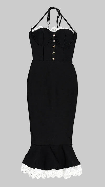 Halter Fish-Tail Midi Dress