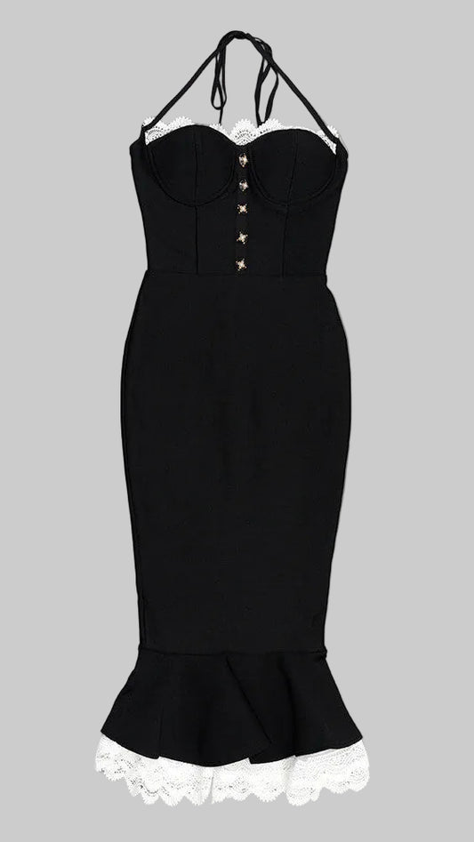 Halter Fish-Tail Midi Dress