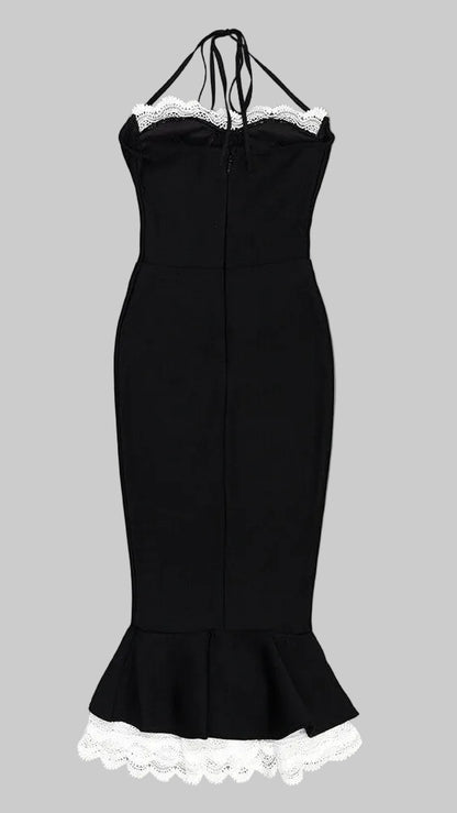 Halter Fish-Tail Midi Dress