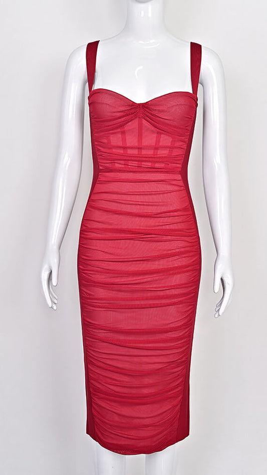 Halter Neck Bandage Midi Dress