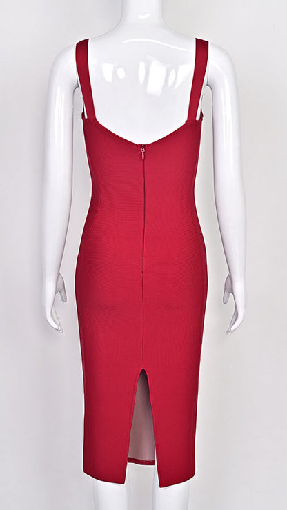 Halter Neck Bandage Midi Dress