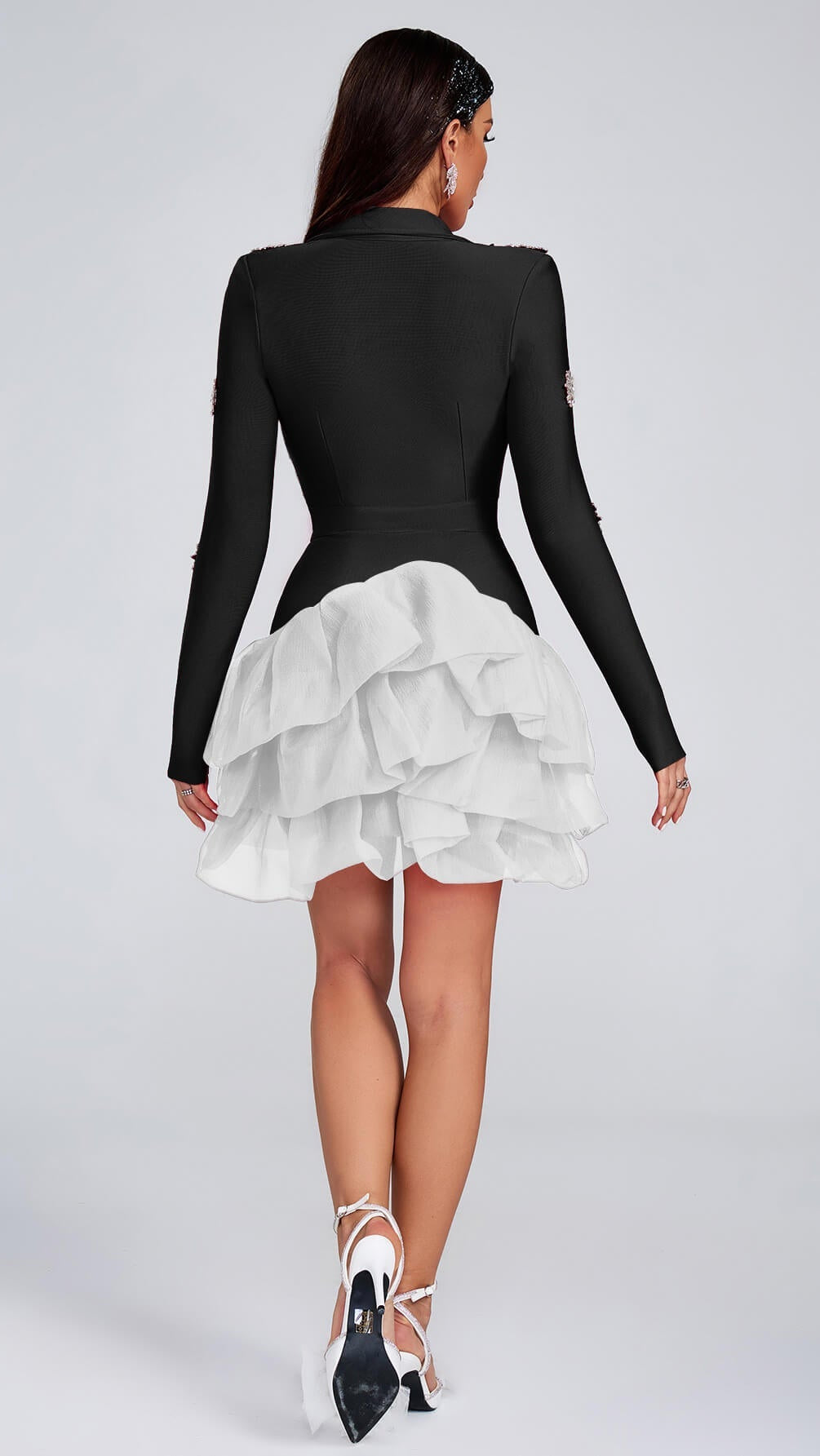 Lucy Deep V-neck Mini Dress-Black