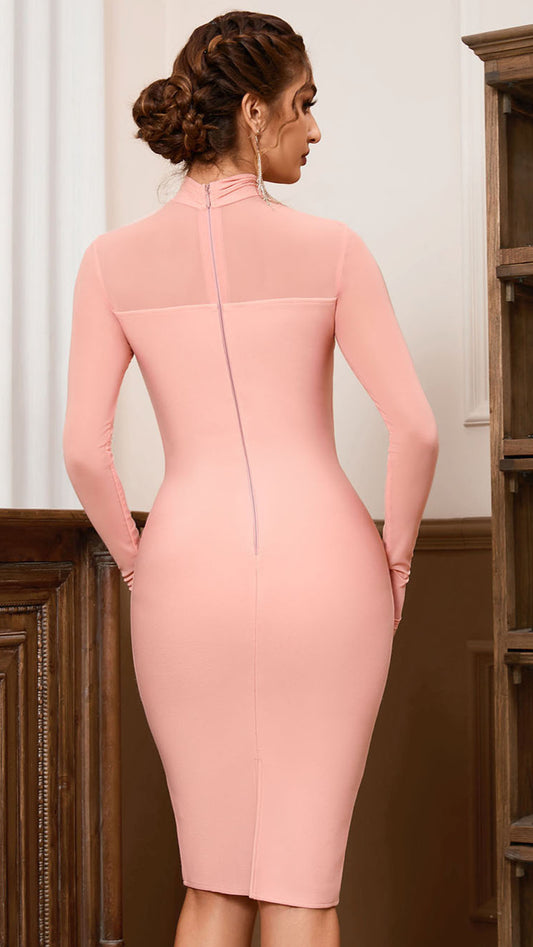 Mesh Long-Sleeved Bandage Dress