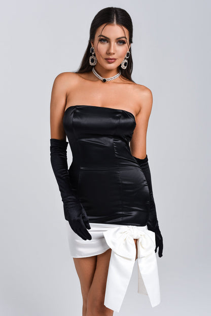 Ogga Satin Bow-Tie Mini Dress