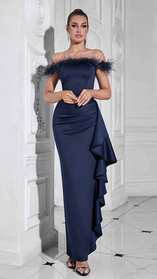 One-Shoulder Ruffles Long Dress