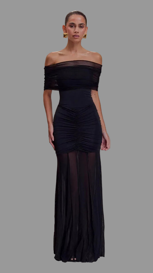 One Shoulder Mesh Dress