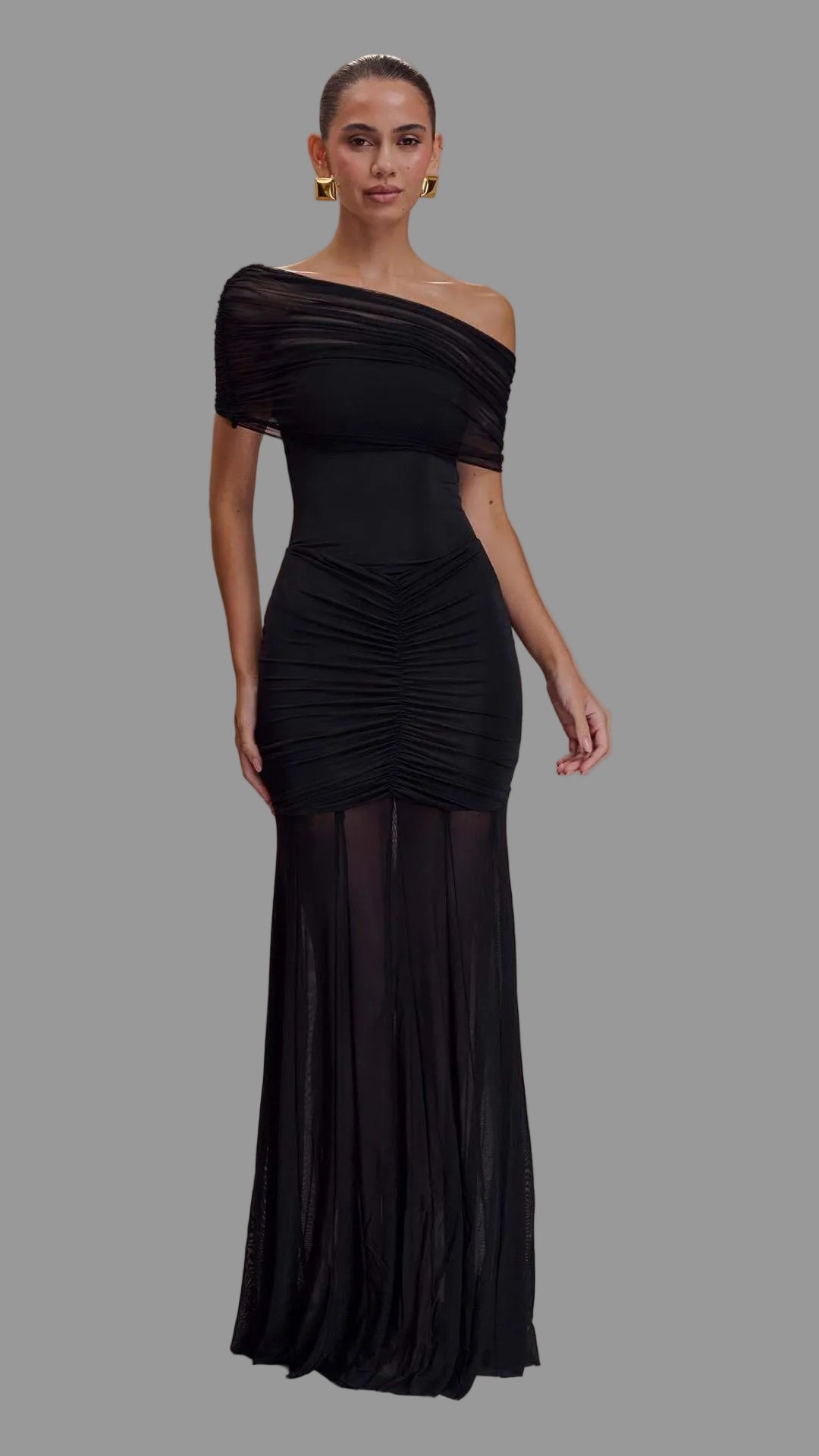 One Shoulder Mesh Dress