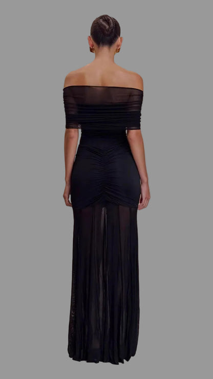 One Shoulder Mesh Dress