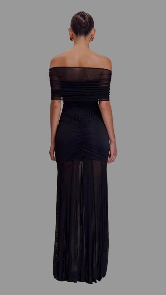 One Shoulder Mesh Dress