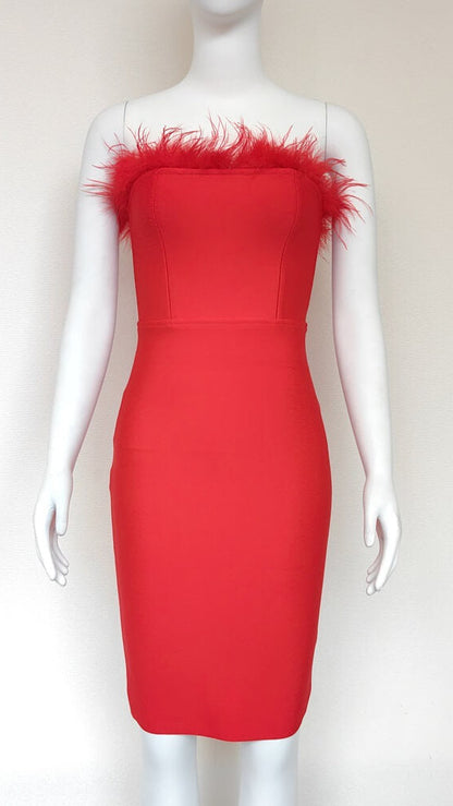Rita Bodycon Feathered Bandag Dress