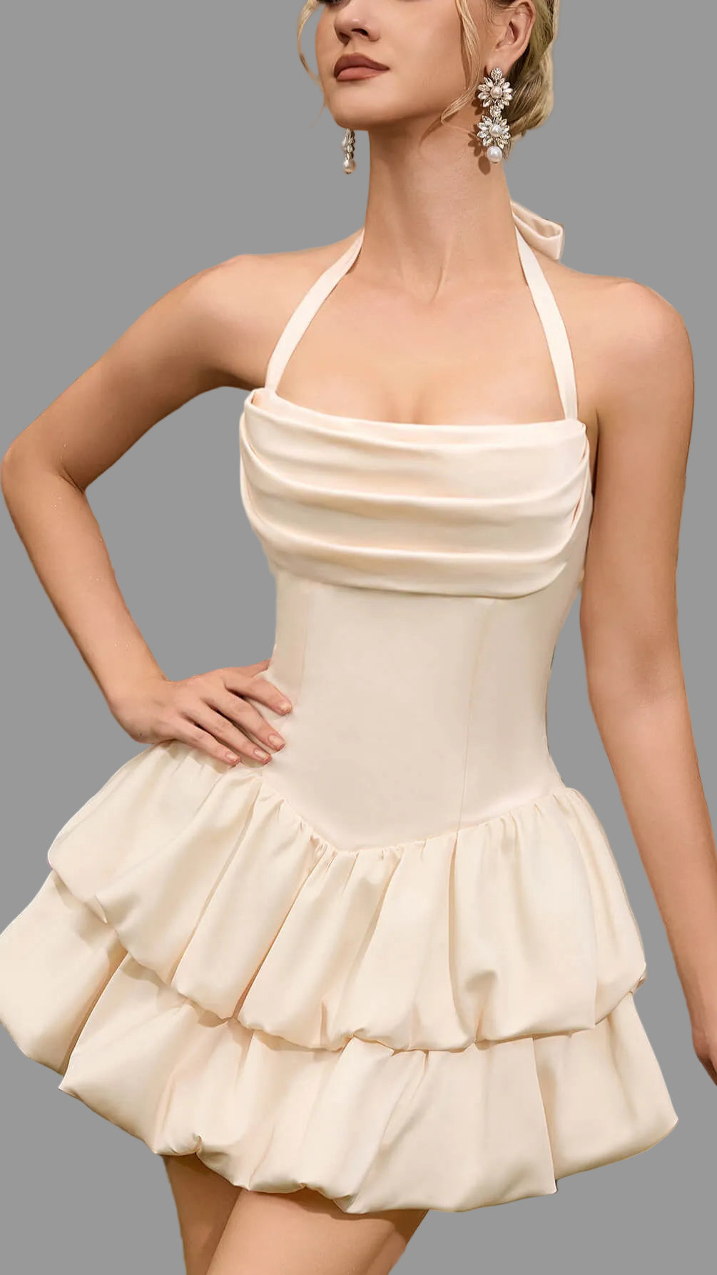 Satin Halter  Mini Dress