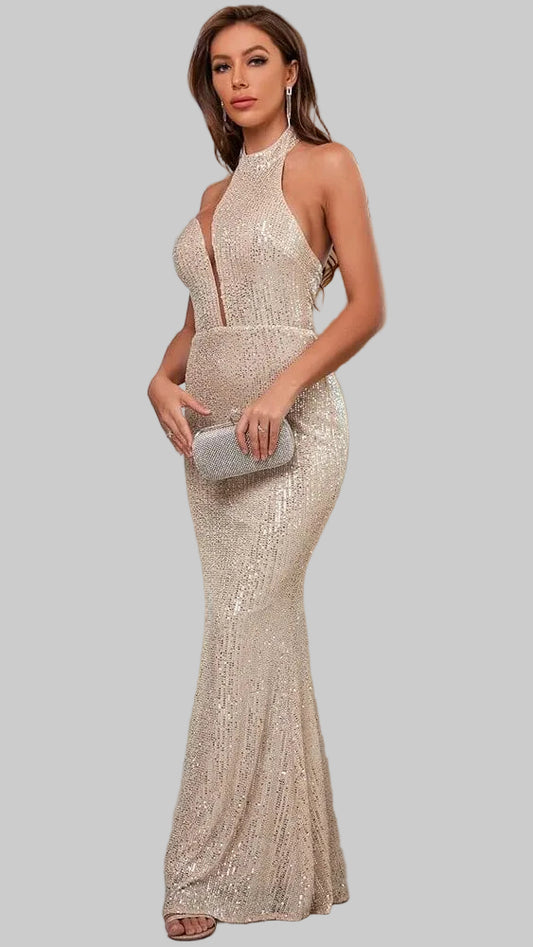 Sequined Fish Tail Evening Dress